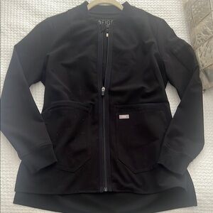 Figs Technical Collection Bellery Scrubs Black Zip-Up Jacket Sz Small